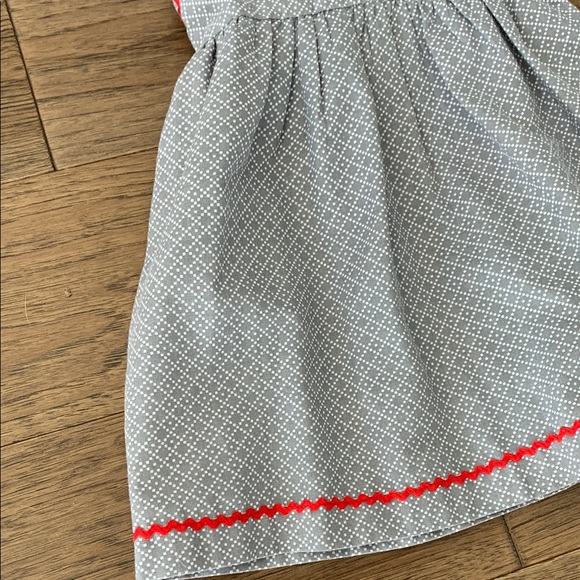Gray and Red Pleated Ruffled Knee-Length Sundress - Picture 6 of 7